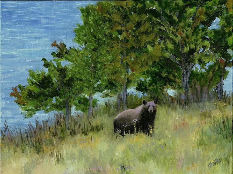 Bear at the Lake Painting by Deborah Butts