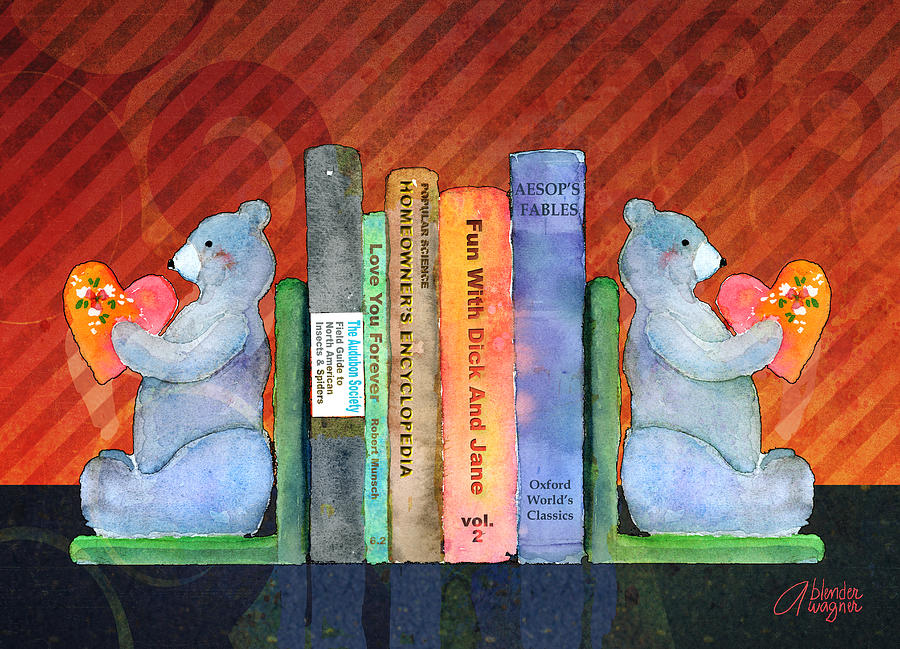 Bear Bookends Mixed Media by Arline Wagner