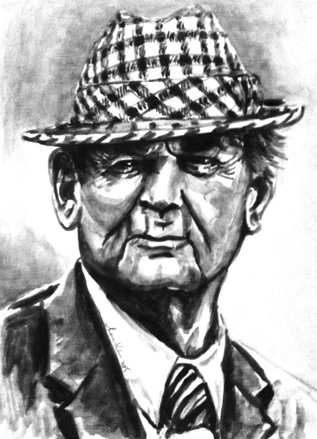 Bear Bryant BW watercolor Painting by Hae Kim | Fine Art America