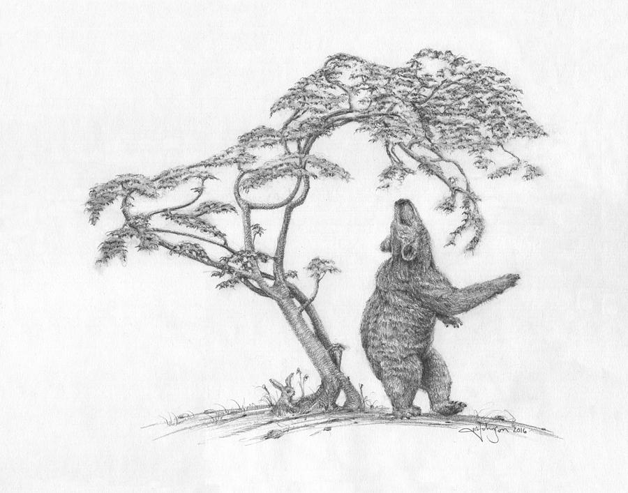 Bear Dance Drawing by Mark Johnson