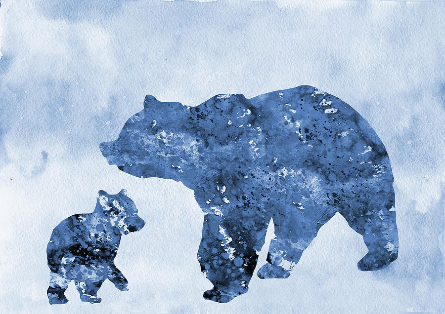 Bear Family-blue Digital Art by Erzebet S - Fine Art America