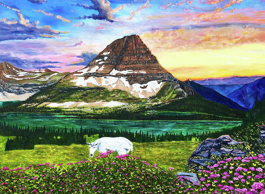 Wildlife Painting - Bear Hat Mountain, Glacier National Park by Troy Rohn