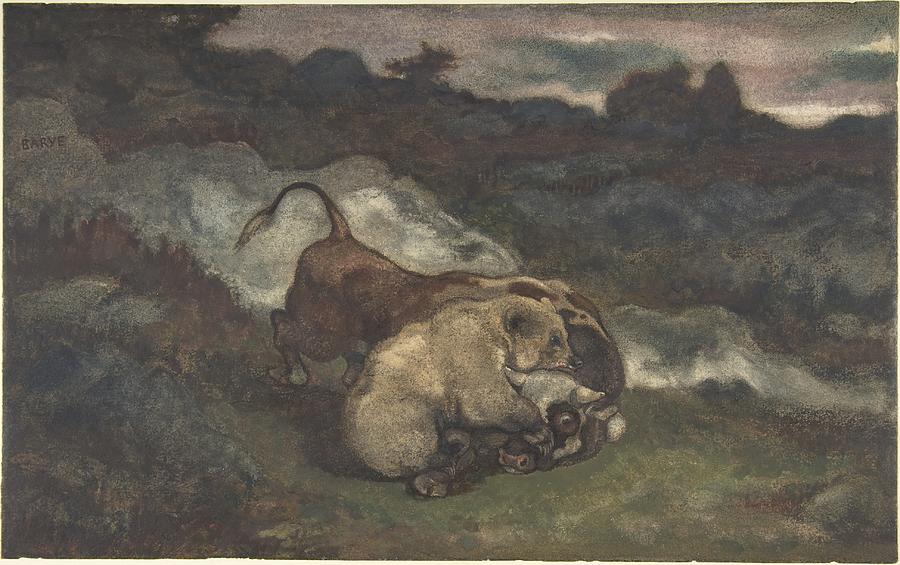 Animal Painting - Bear Killing a Bull by Celestial Images