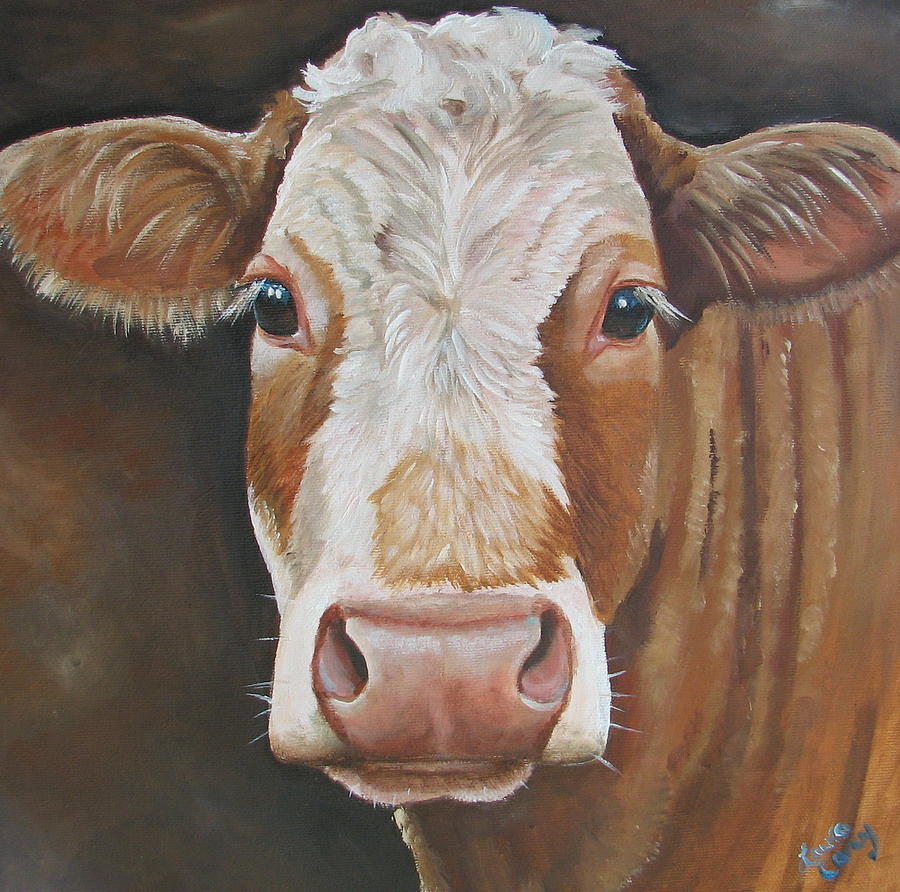 Cow Painting - Bear by Laura Carey