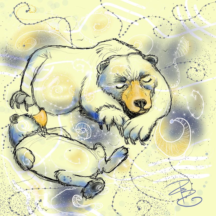 Bear-ly Sleeping Digital Art by Debra Baldwin