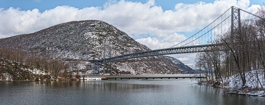Bear Mountain Bridge With April Snow Photograph by Angelo Marcialis
