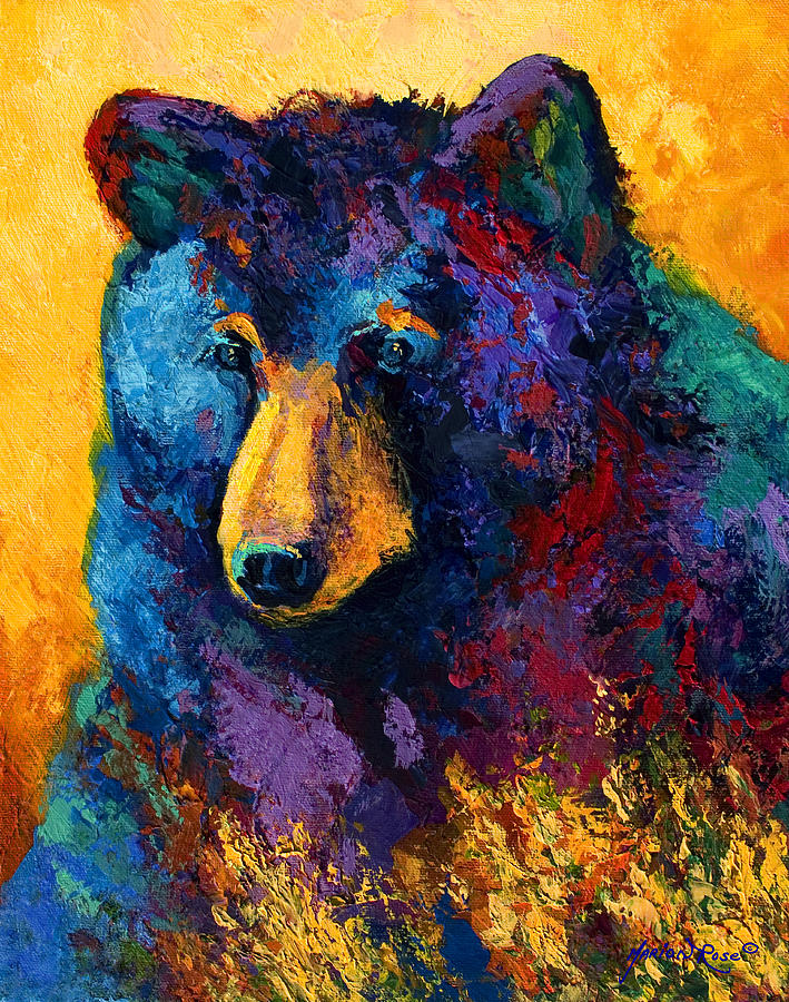 Bear Pause - Black Bear Painting by Marion Rose