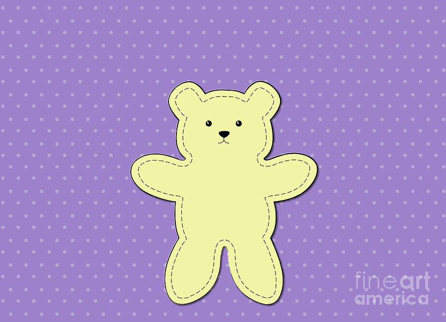 Valentines Day Digital Art - Bear Purple Pattern  by Liffy En