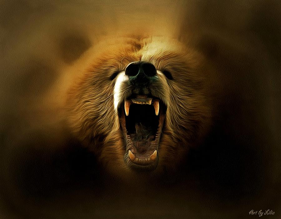 Bear Roar Digital Art by Lilia D