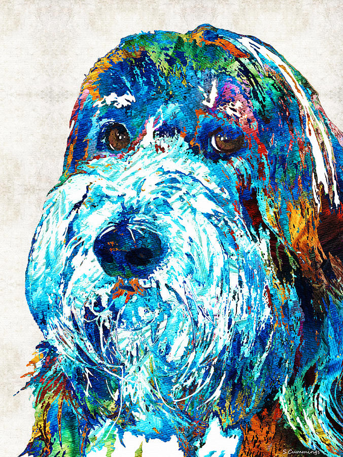 Bearded Collie Art 2 - Dog Portrait by Sharon Cummings Painting by Sharon Cummings