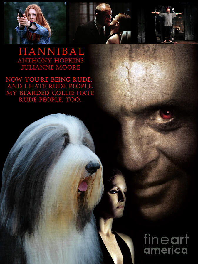 Bearded Collie Art Canvas Print - Hannibal Movie Poster Painting by Sandra Sij