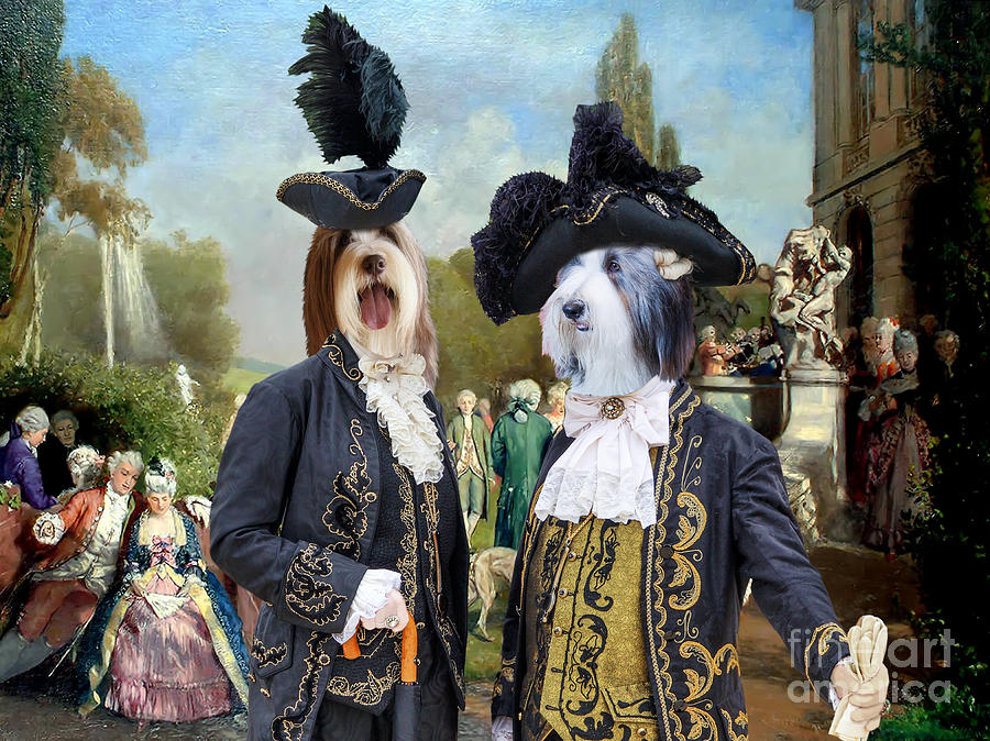 Bearded Collie Art Canvas Print - The Garden Royal Party Painting by Sandra Sij