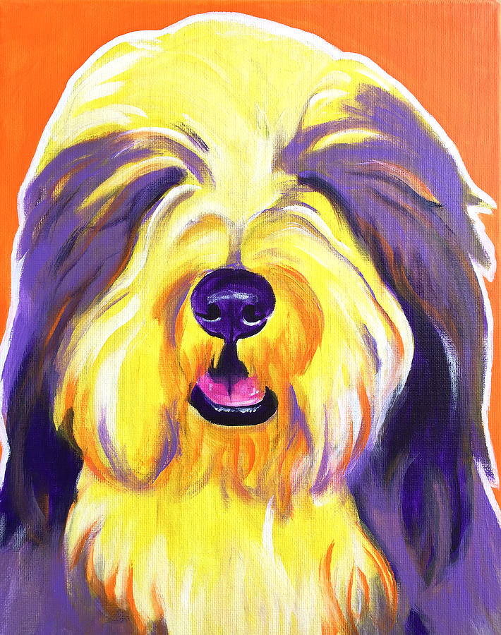 Bearded Collie - Banana Painting by Dawg Painter