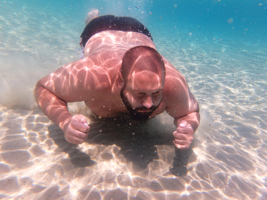Bearded Male Model Underwater Photograph