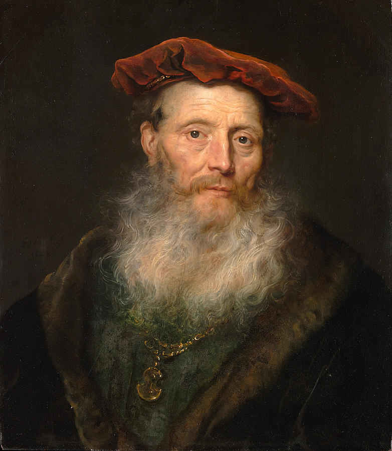 Bearded Man with a Velvet Cap Painting by Govert Flinck