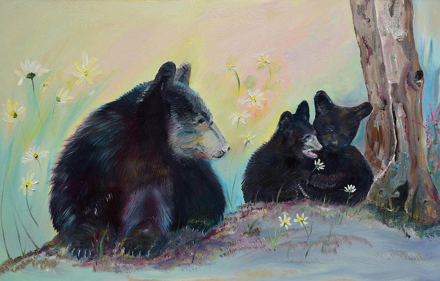 Bears Frolicking in Spring Painting by Jan Dappen