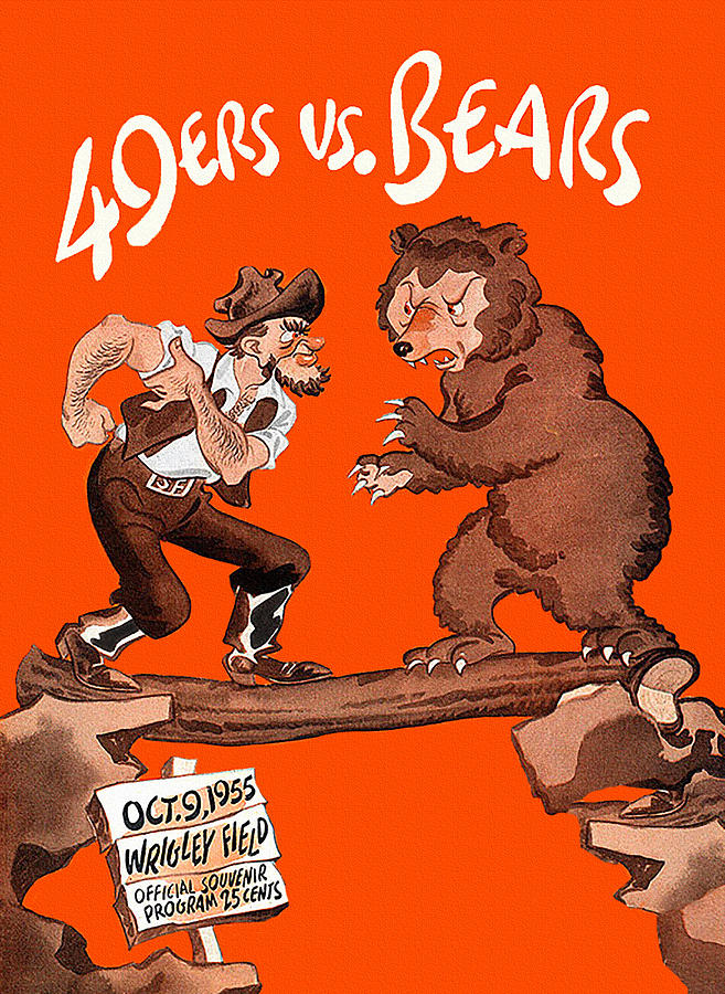 Bears V 49ers 1955 Program Wood Print by Big 88 Artworks - Pixels