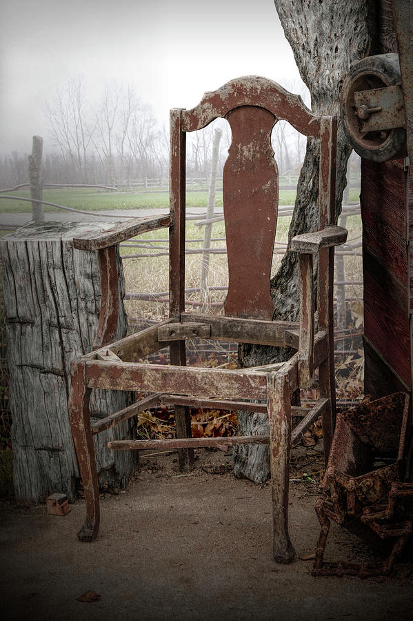 Beat-up Old Rustic Arm Chair Photograph by Randall Nyhof