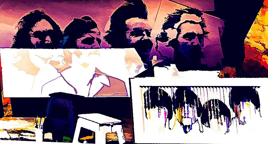 Beatles Collage Abstract on Wood  Digital Art by Chuck Kuhn