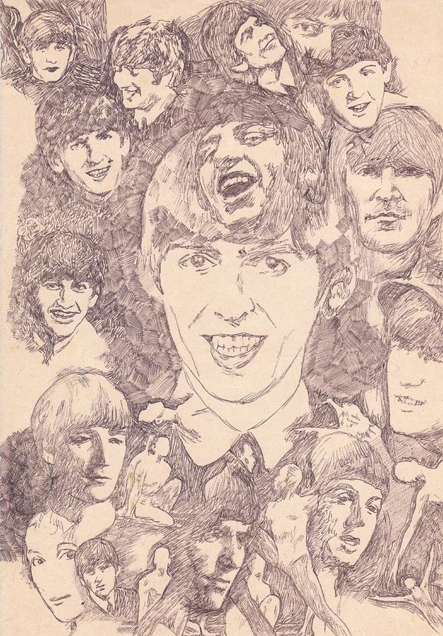 The Beatles Drawing - Beatles Collage Dance by Irakli Jorjadze