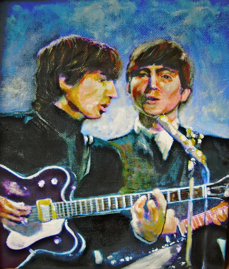 Beatles George and John Painting by Leland Castro