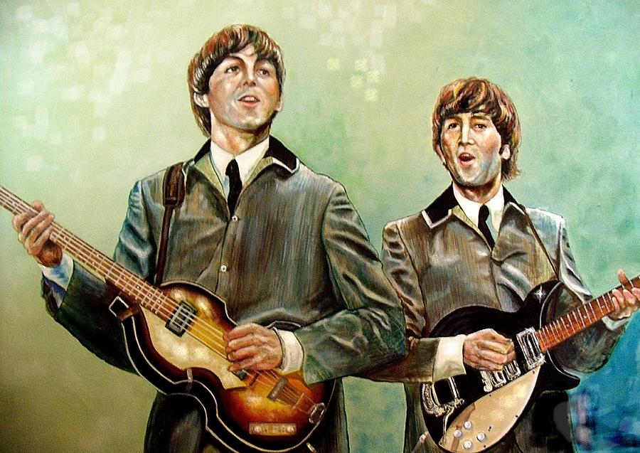 The Beatles Painting - Beatles Paul and John by Leland Castro