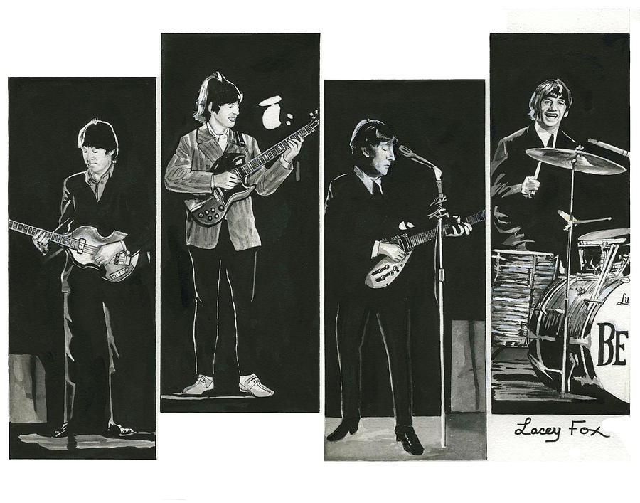 The Beatles Mixed Media - Beatles with Instruments by Lacey Fox