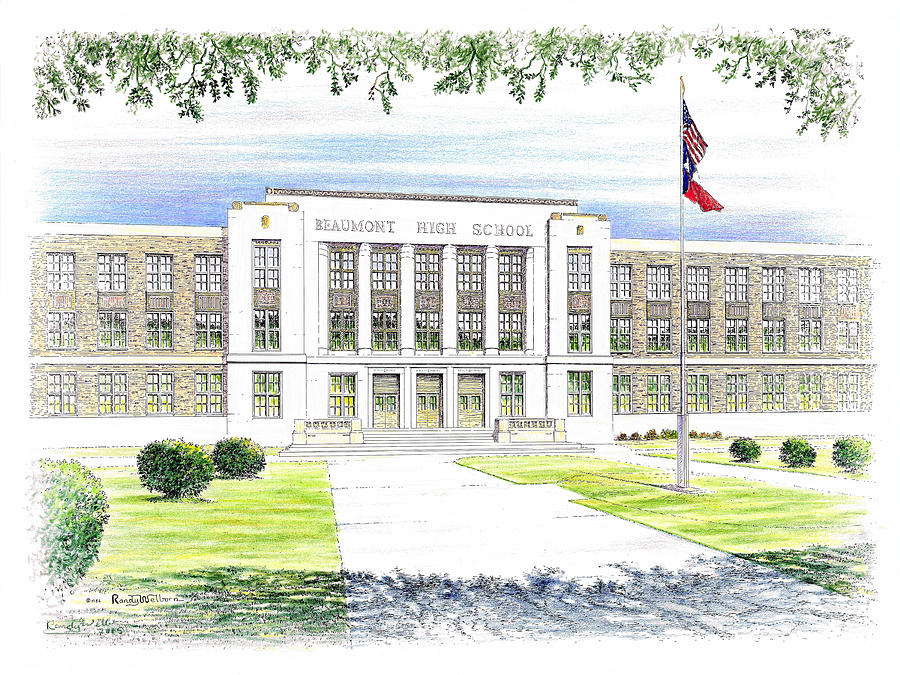 Beaumont High School Drawing by Randy Welborn