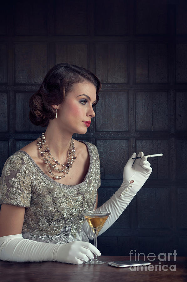 Beautiful 1930s Woman With Cocktail And Cigarette Photograph by Lee Avison