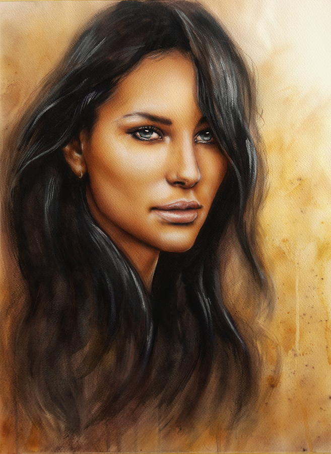 Beautiful Airbrush  Portrait  Of A Young Enchanting Woman 