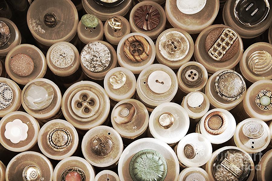 Beautiful Antique Buttons with Sepia Tones Photograph by Carol Groenen