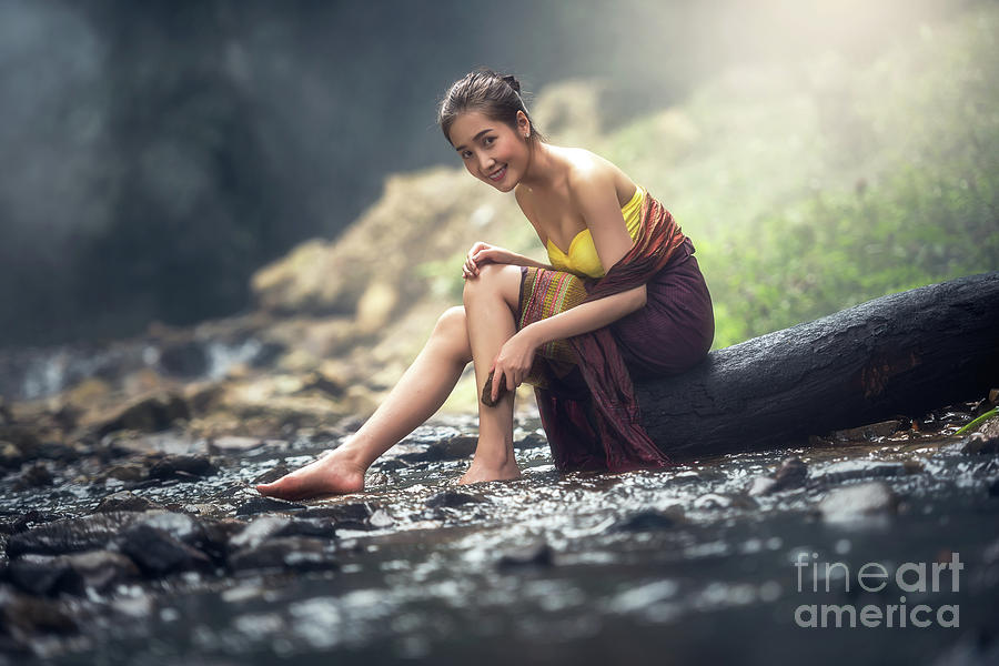 Beautiful Asian Woman In Nature Photograph By Sasin Tipchai Pixels