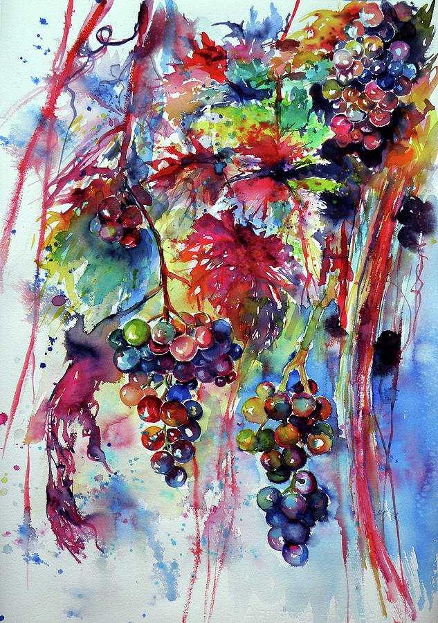 Beautiful autumn... Grapes Painting by Kovacs Anna Brigitta
