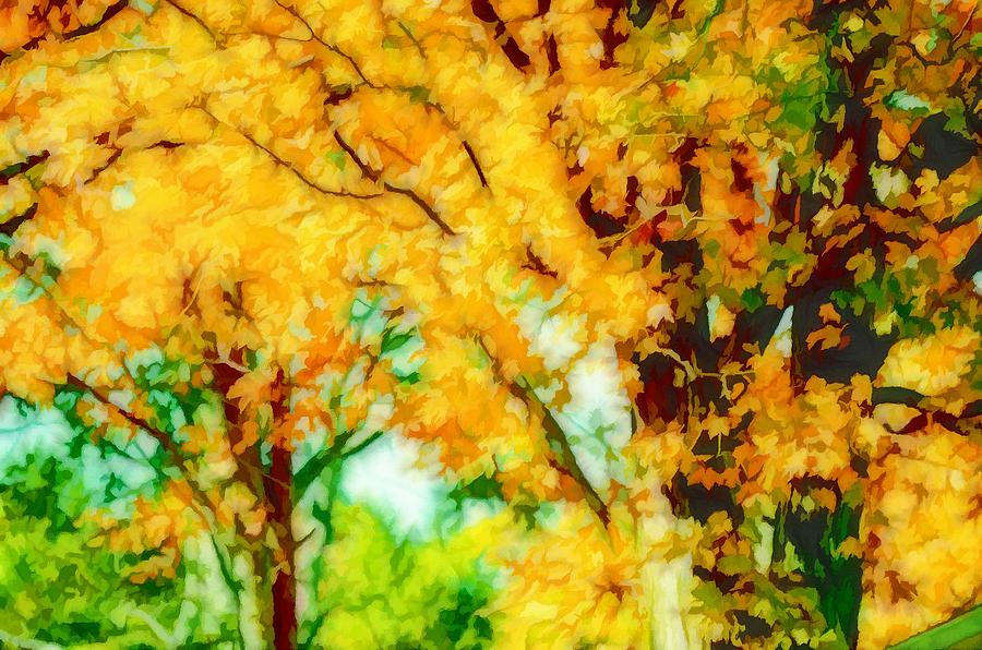 Beautiful Autumn Trees 3 Painting by Jeelan Clark
