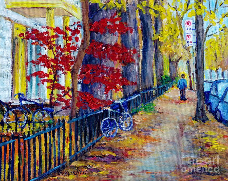 Beautiful Autumn Trees Montreal Plateau Street Scene Canadian Paintings Grace Venditti Art           Painting by Grace Venditti