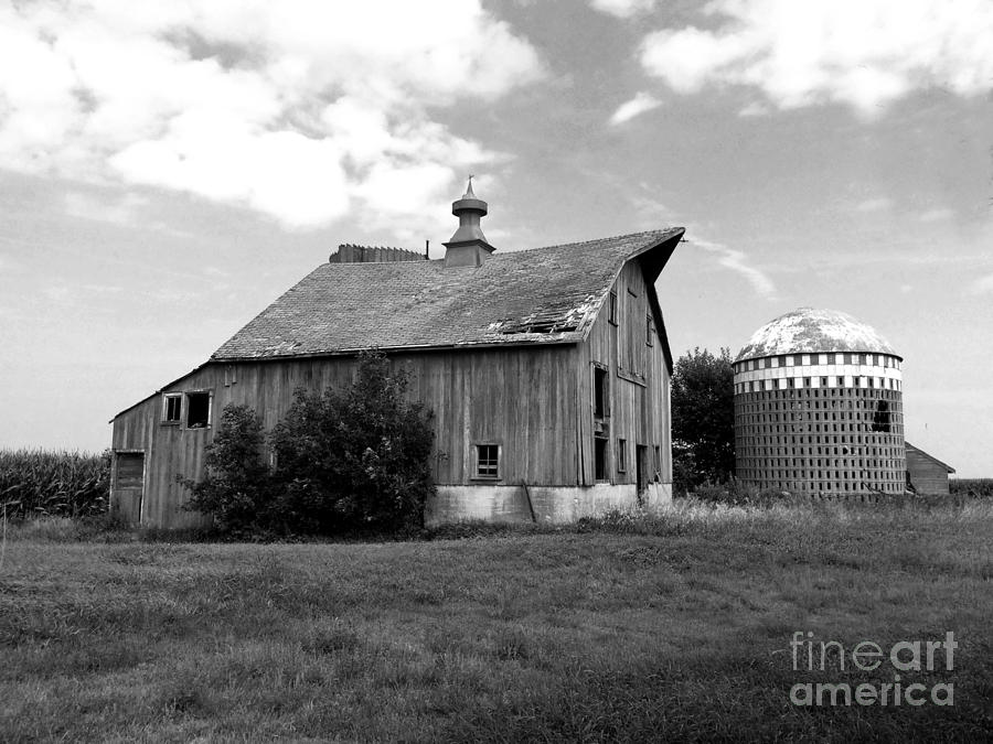 Beautiful Barn And Mini Silo - BW Photograph by Kathy M Krause