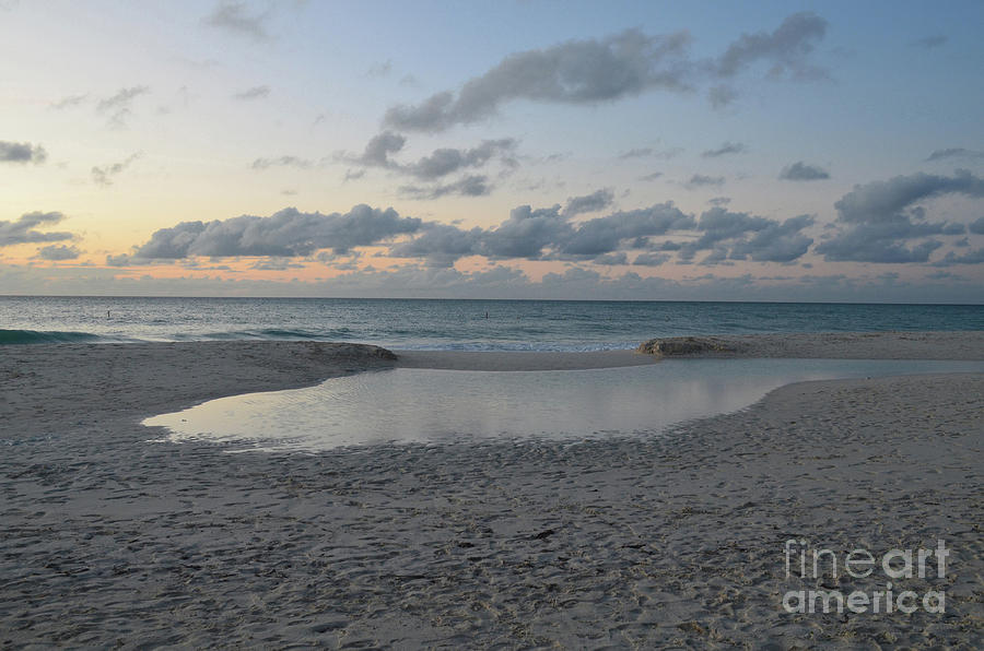 Beautiful Beach Pool Created as the Tide Recedes at Dusk Photograph by DejaVu Designs