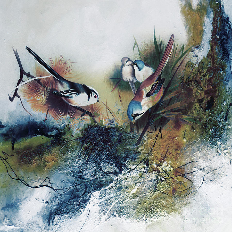 Beautiful Birds on a bunch  Painting by Gull G