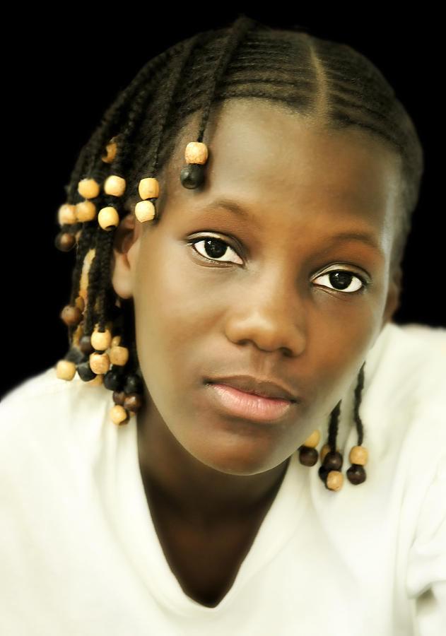 Beautiful Black Girl with Beaded Cornrow Braids Photograph by Ginger Wakem