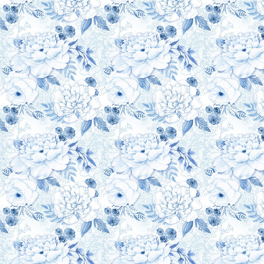Beautiful Blue Floral D Digital Art by Jean Plout