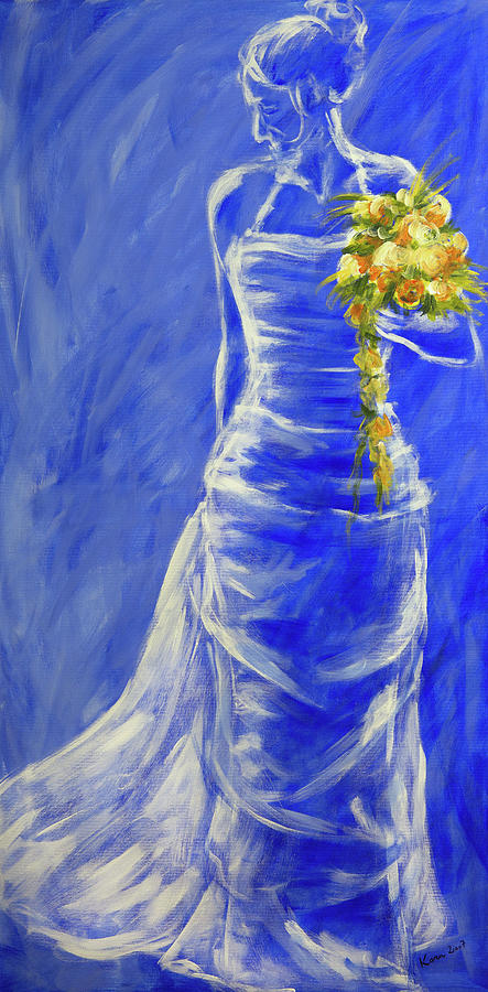 Flower Painting - Beautiful bride acrylic painting by Karen Kaspar