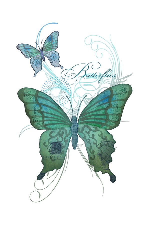 Beautiful butterflies n Swirls Modern Style Painting by Audrey Jeanne Roberts