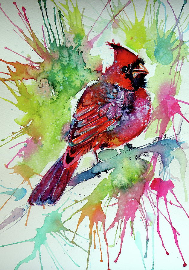 Beautiful cardinal bird Painting by Kovacs Anna Brigitta