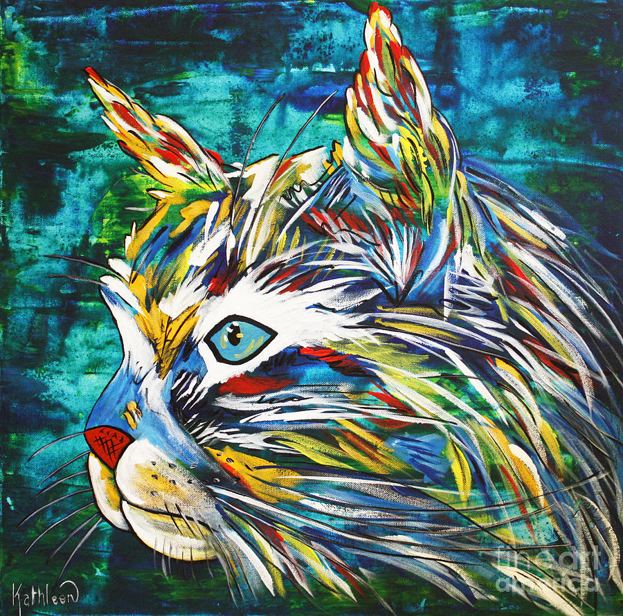 Beautiful Cat Painting by Kathleen Artist PRO