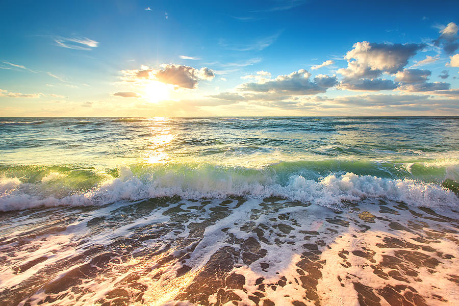 Beautiful Cloudscape Over The Sea Sunrise Shot Photograph By Valentin