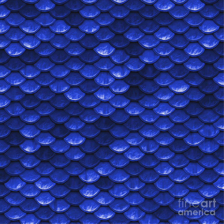 Beautiful cobalt blue mermaid fish Scales by Tina Lavoie