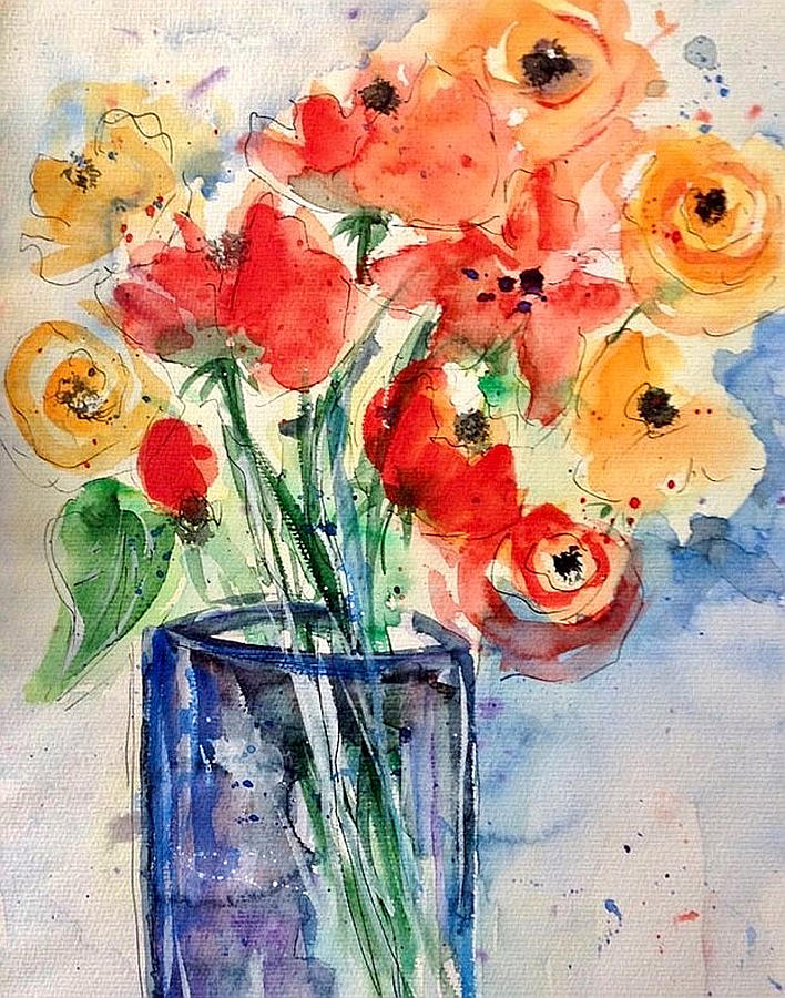 Beautiful Colorful Flowers Painting by Britta Zehm