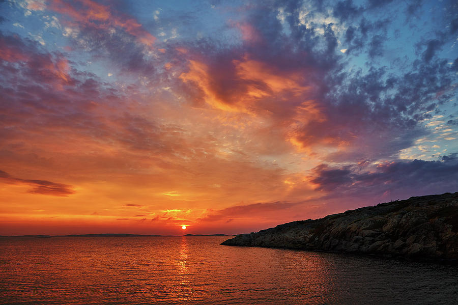 Beautiful Colorful Sunset At The Sea With Dramatic Clouds Photograph By Sergey Pro