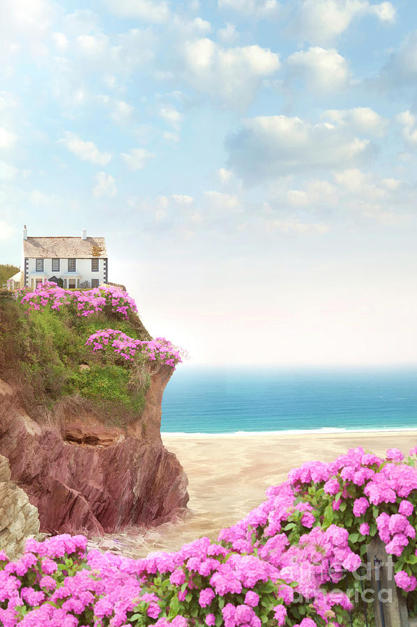 Beautiful Cottage On A Cliff On The Beach Overlooking The Sea Photograph by Lee Avison
