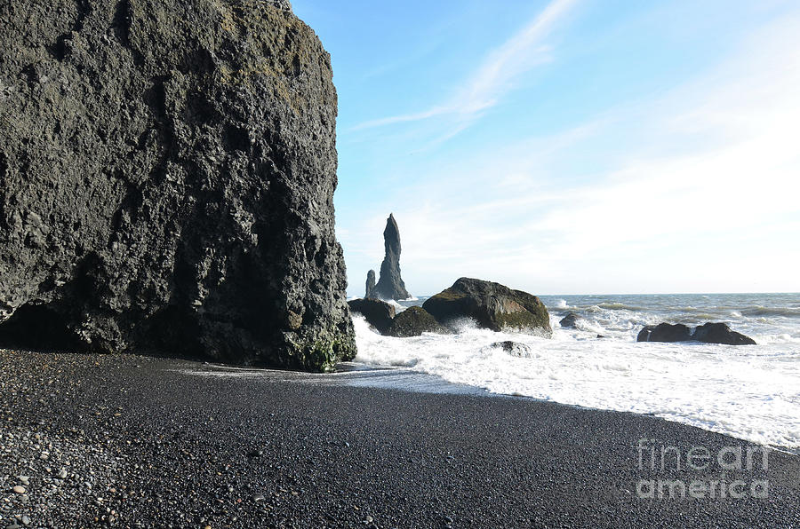 Beautiful Day on the Black Sand Beach in Vik Iceland Photograph by DejaVu Designs